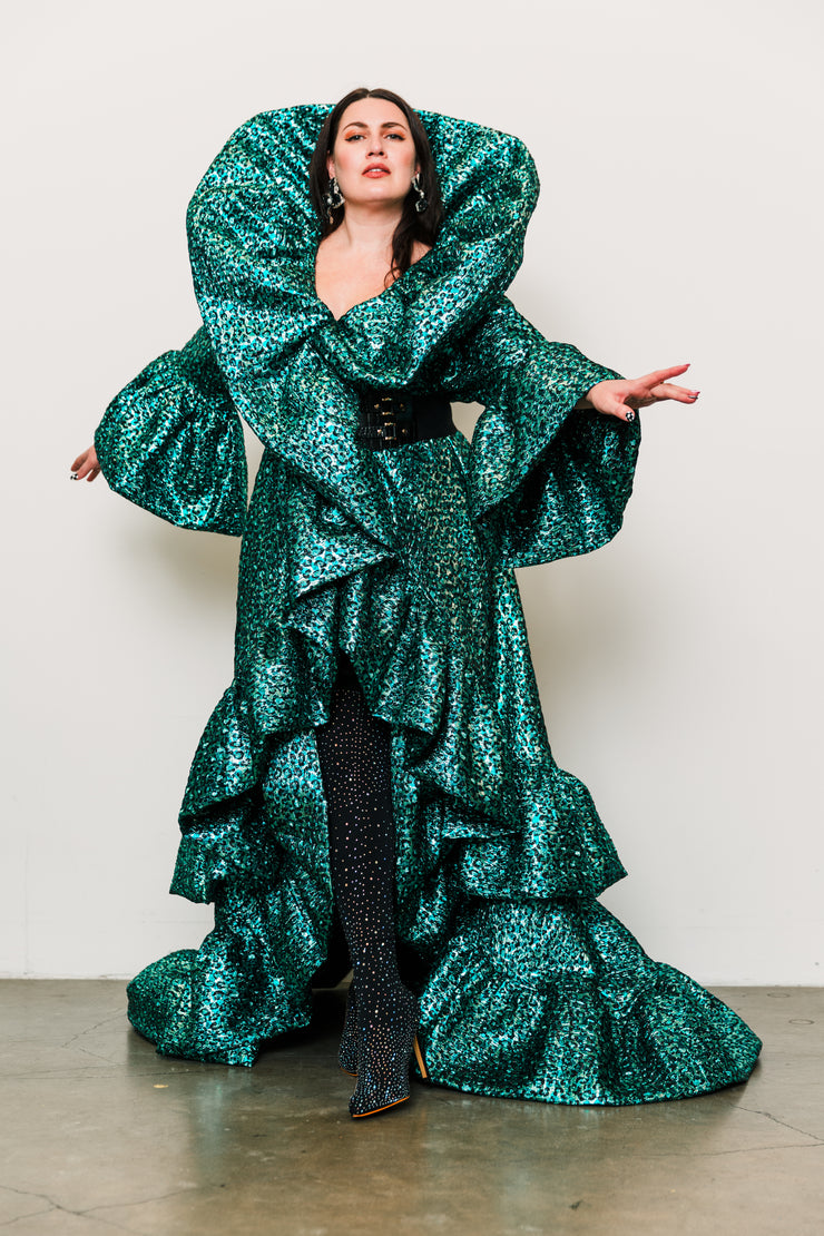 Manhattan Opera Coat Gown Custom in "Gattopardo Turquoise"