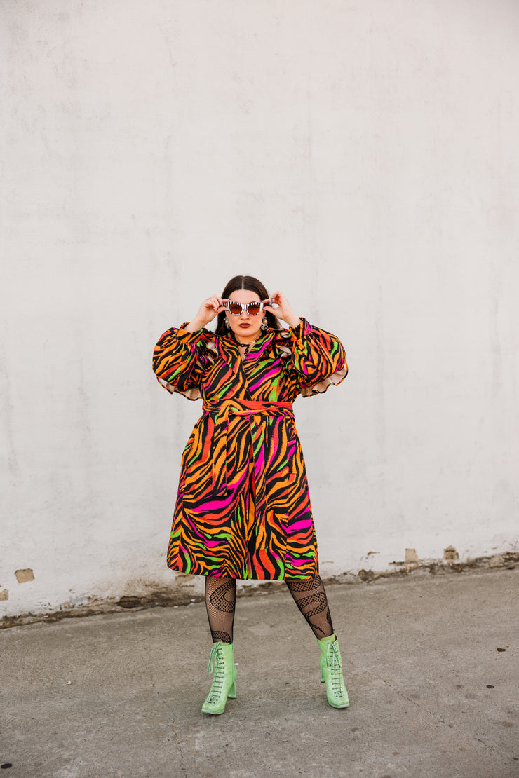 Ruffle Trench Coat in “Prisma Tigre"