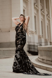 The Hollywood Evening Gown (Flower Velvet)